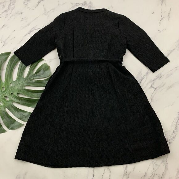 Caldwell Casuals Vintage 60s Dress Size S/M Black Bow Collar Fit Flare Belted - Picture 7 of 12